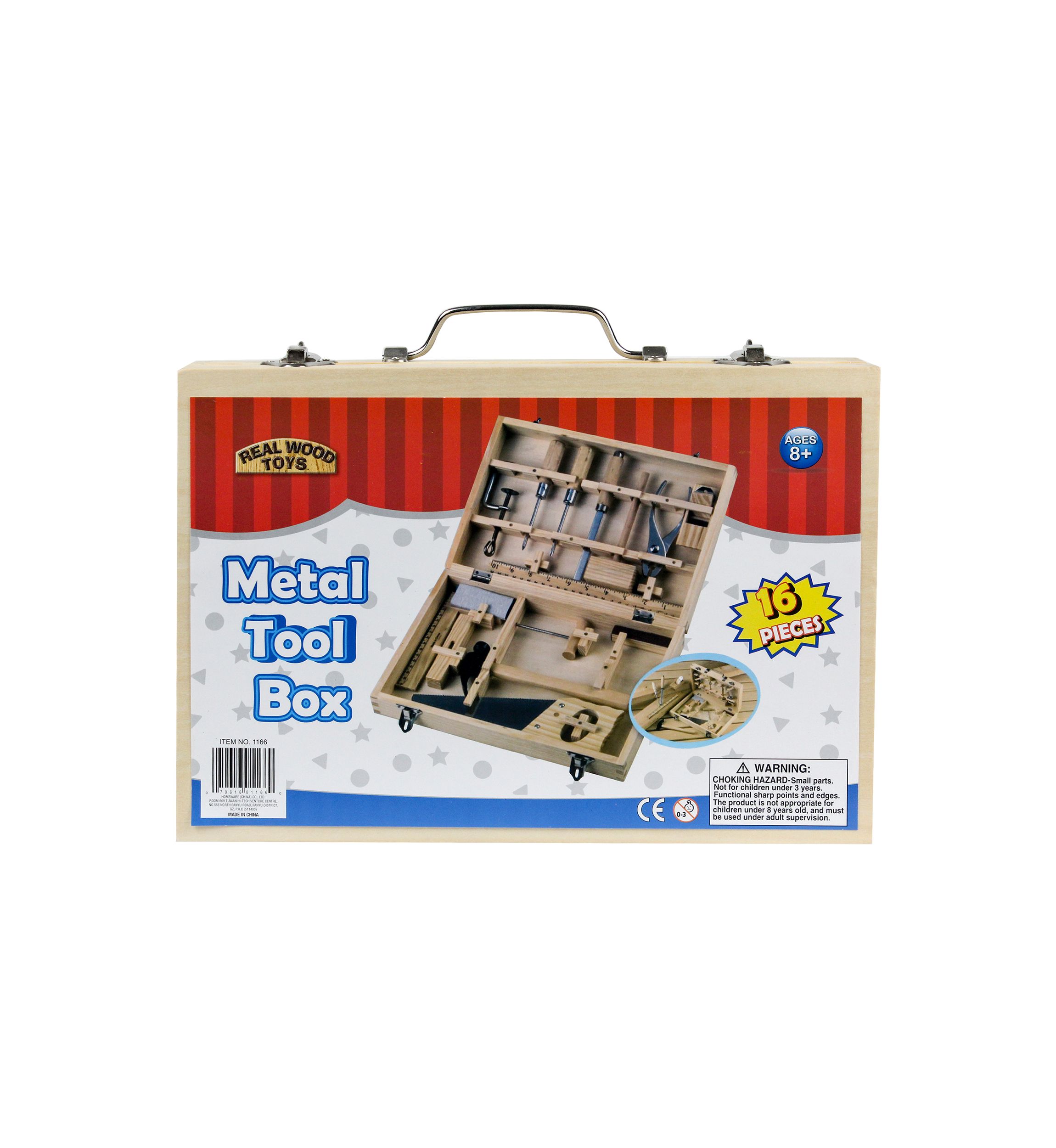16 Piece Metal Tool Kit with Wood Box