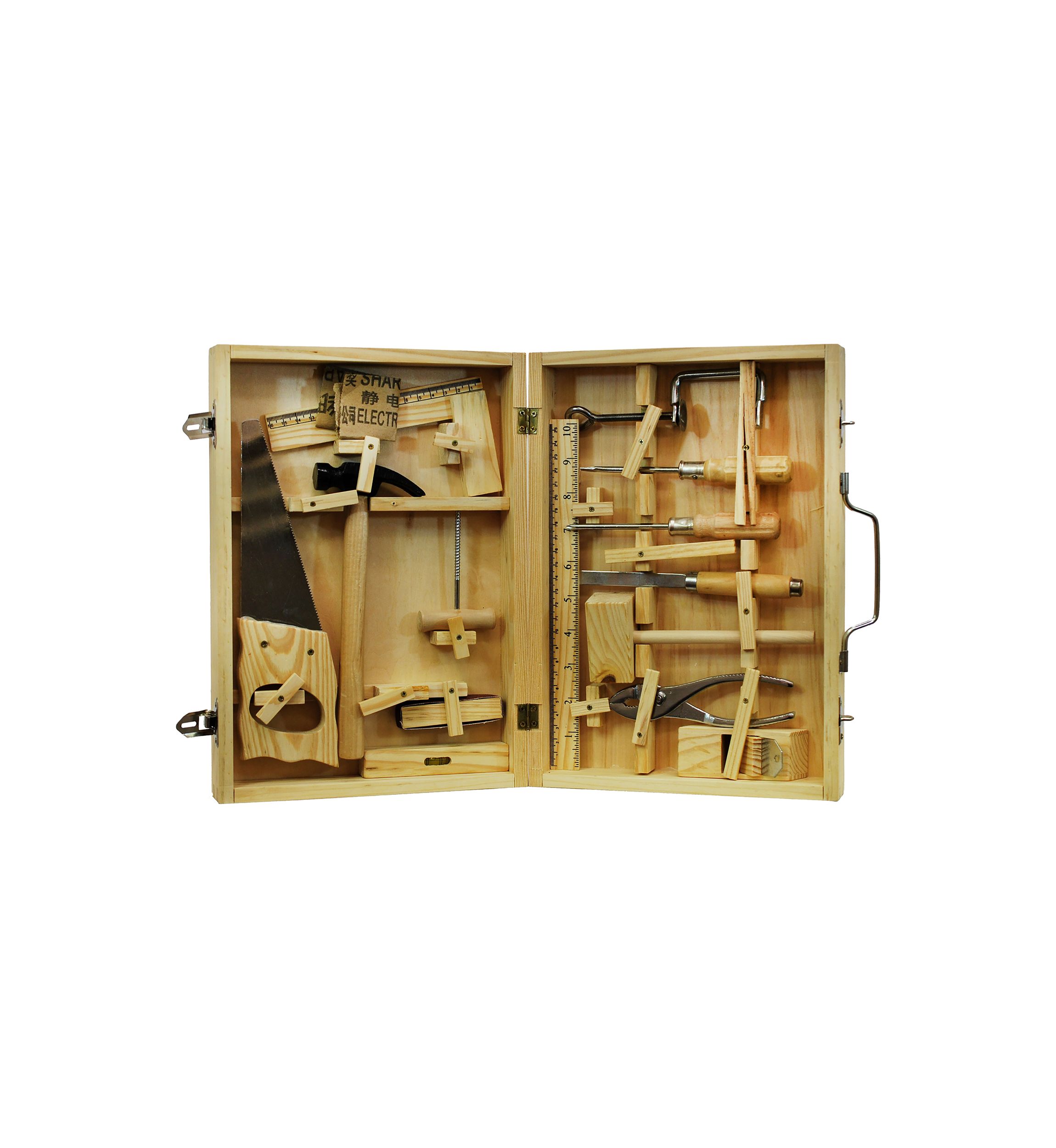 16 Piece Metal Tool Kit with Wood Box