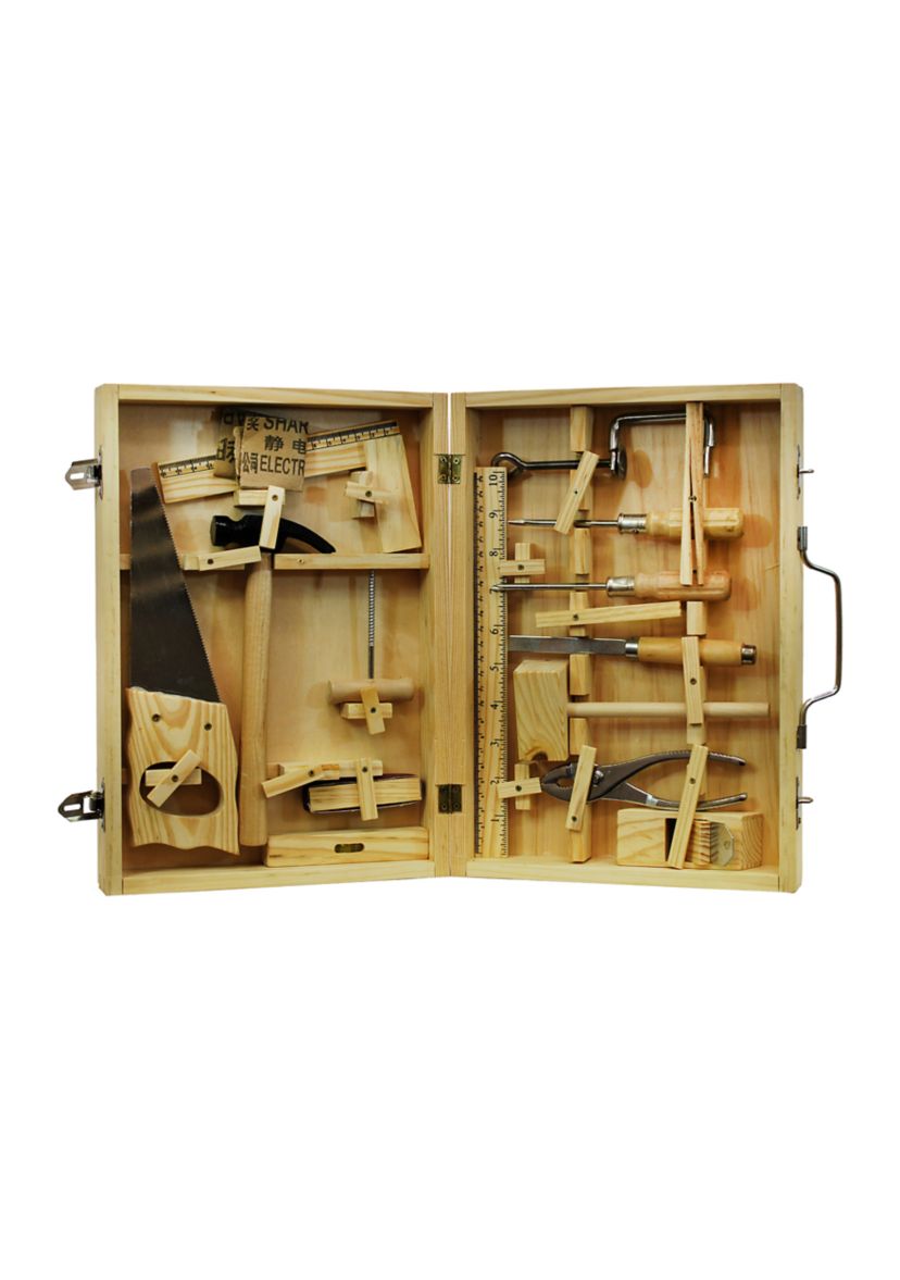 16 Piece Metal Tool Kit with Wood Box