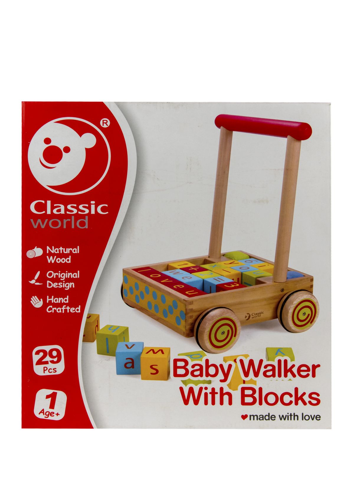 Wood Baby Walker with Blocks