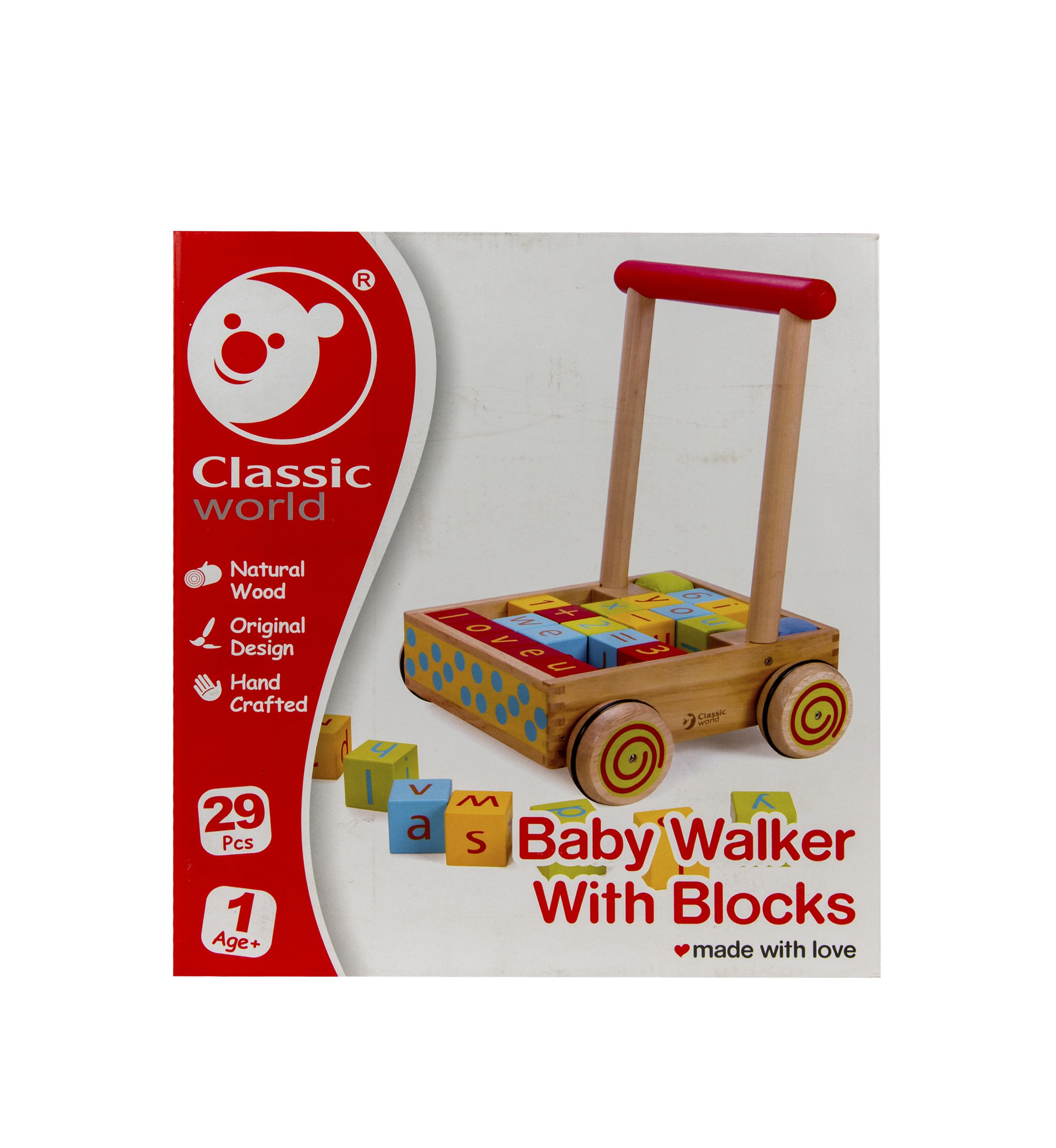 Wood Baby Walker with Blocks