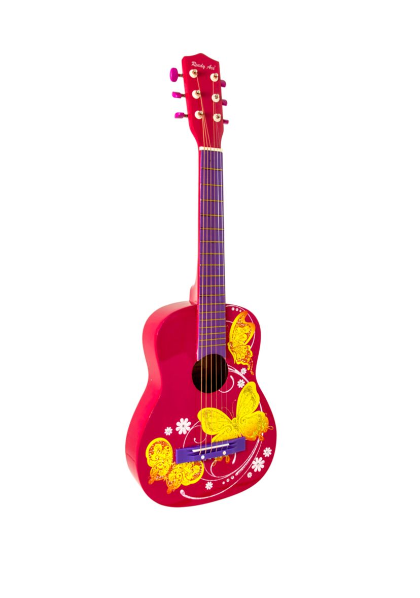 30 Inch Acoustic Student Guitar Pink with Butterfly Designs