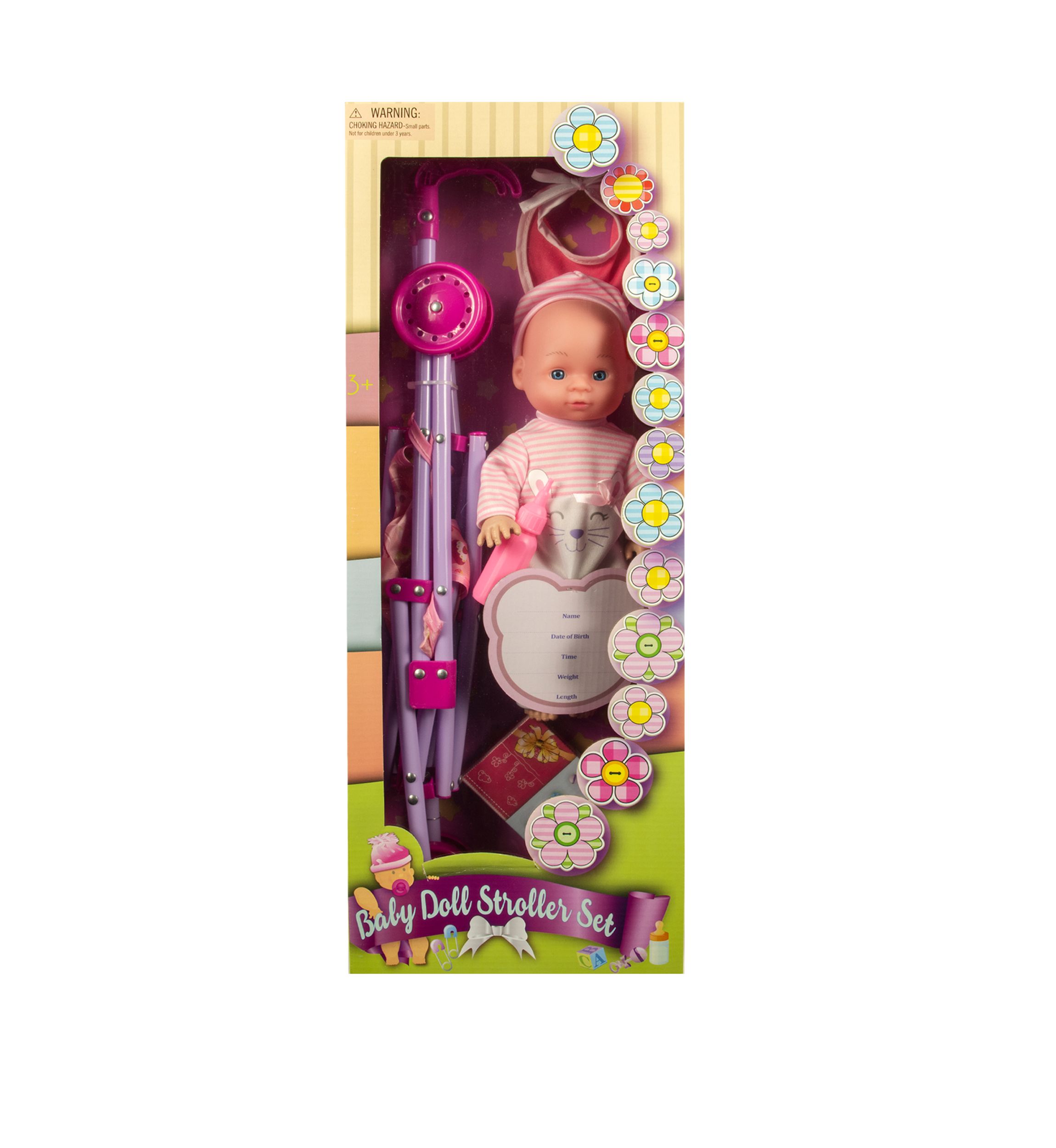 13 Inch Baby Doll with Stroller and Accessories