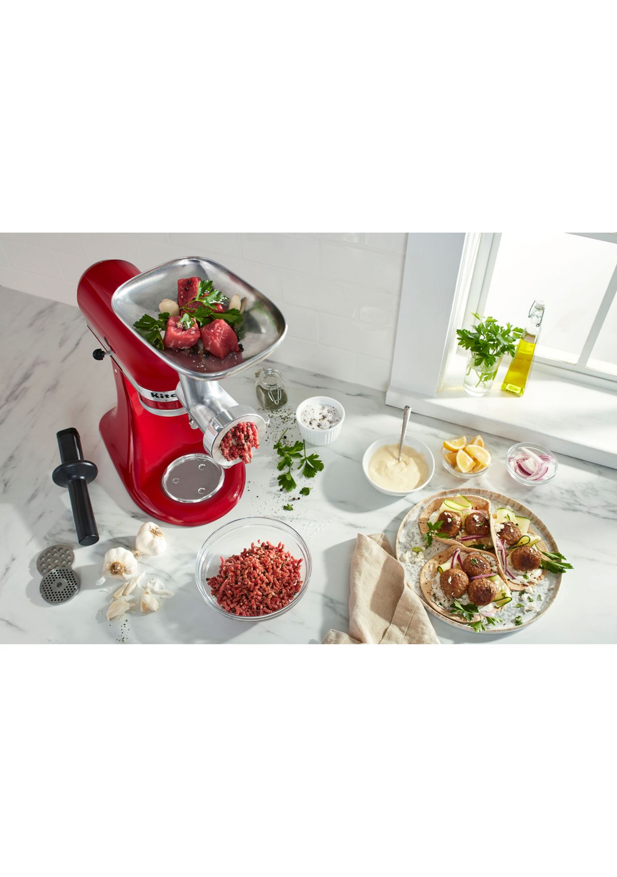 Metal Food Grinder Attachment & Sausage Maker Kit for KitchenAid® Stand Mixers