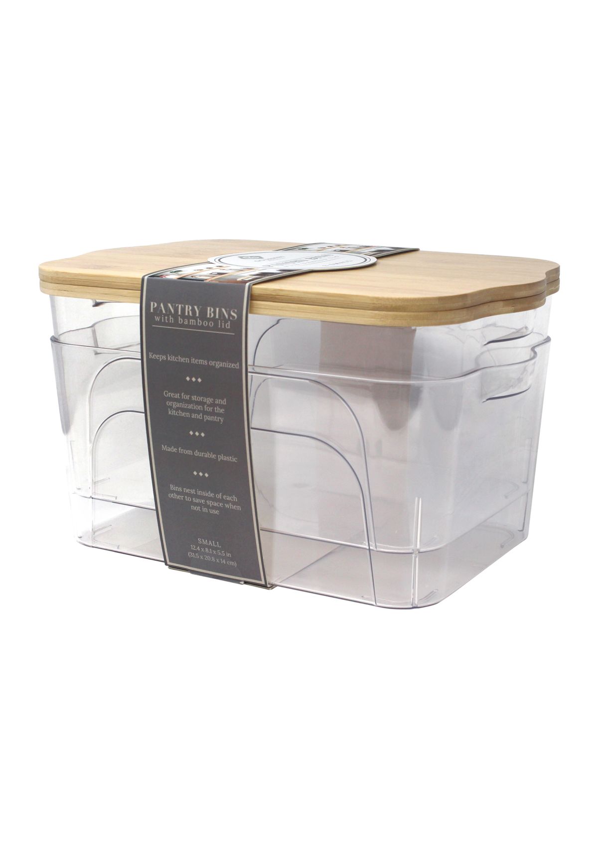 Small Plastic Bins with Bamboo Lids - Set of 2