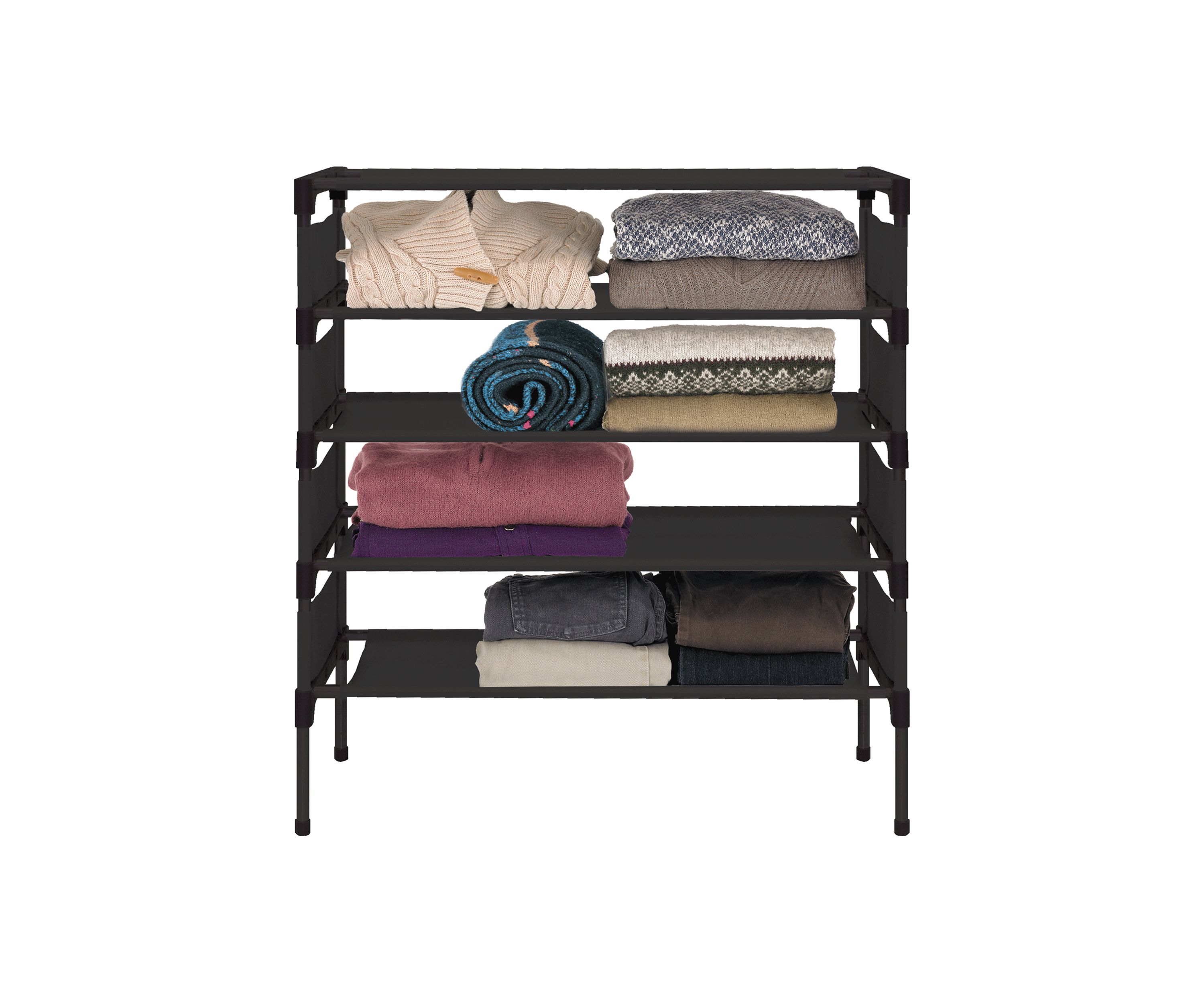 4 TIER SHOE RACK BLACK:No Size:BLACK