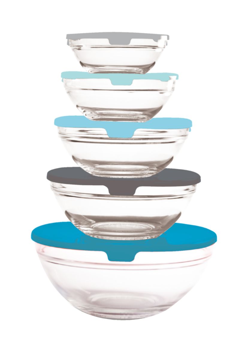 Set of 5 Glass Storage Bowls