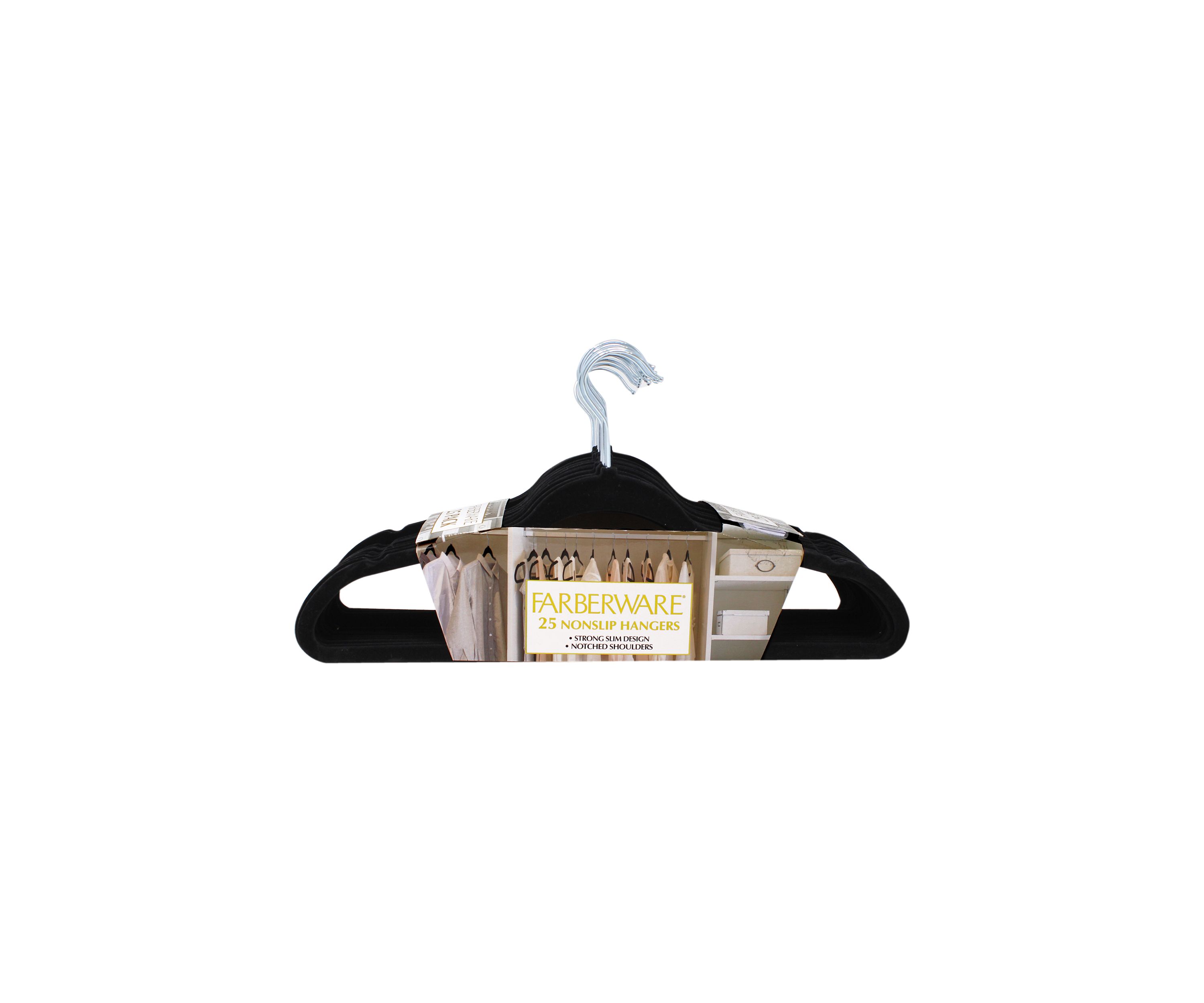 Set of 25 Flocked Hangers:No Size:BLACK