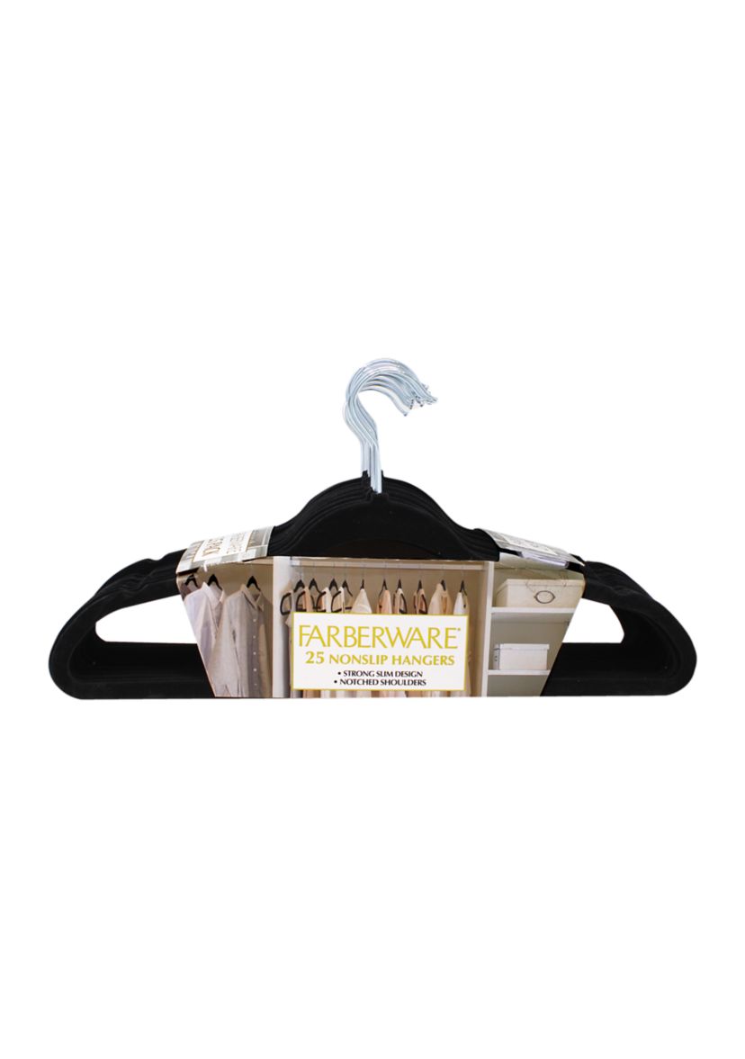 Set of 25 Flocked Hangers:No Size:BLACK