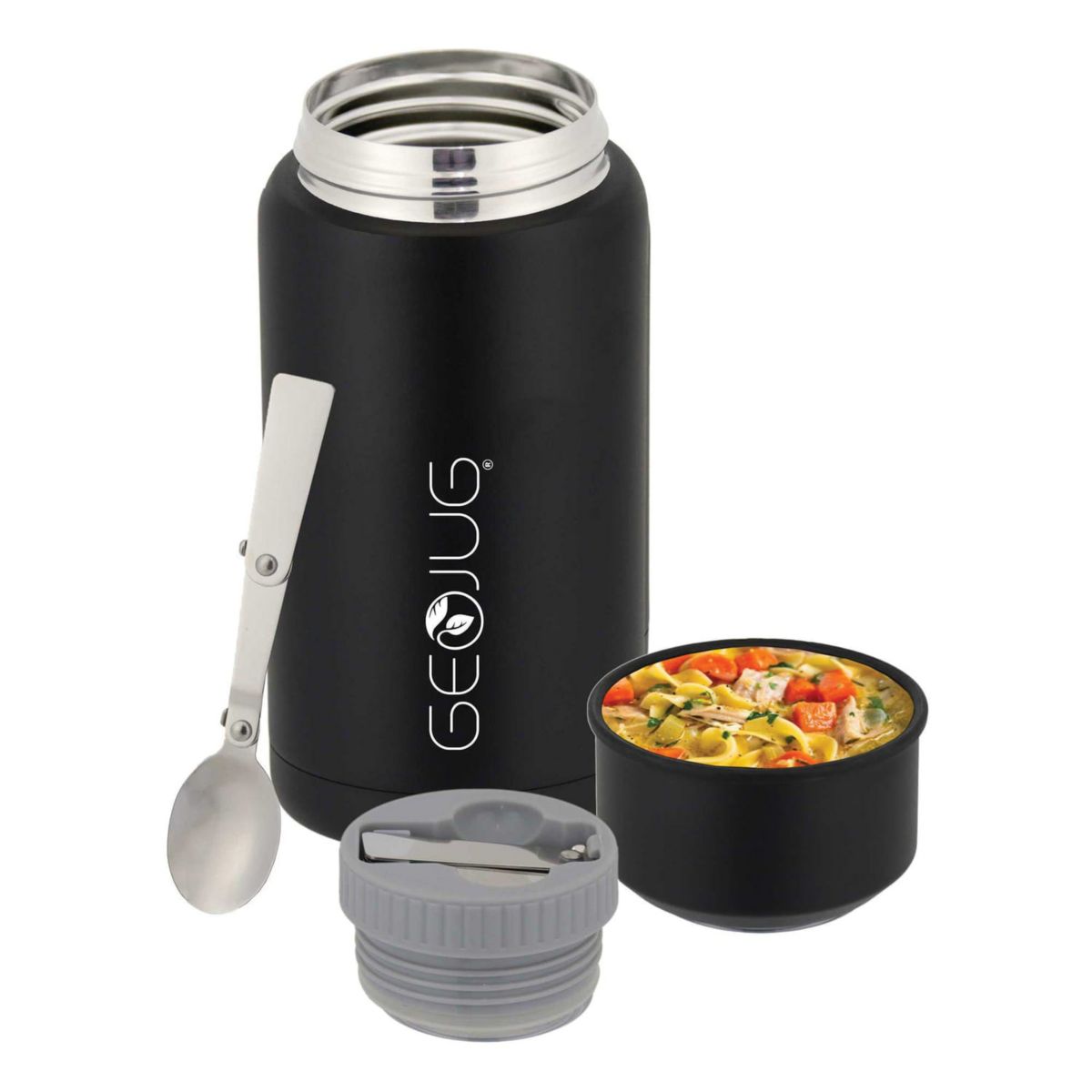 Vacuum-Insulated Stainless Steel Food Jar with Bowl and Folding Spoon