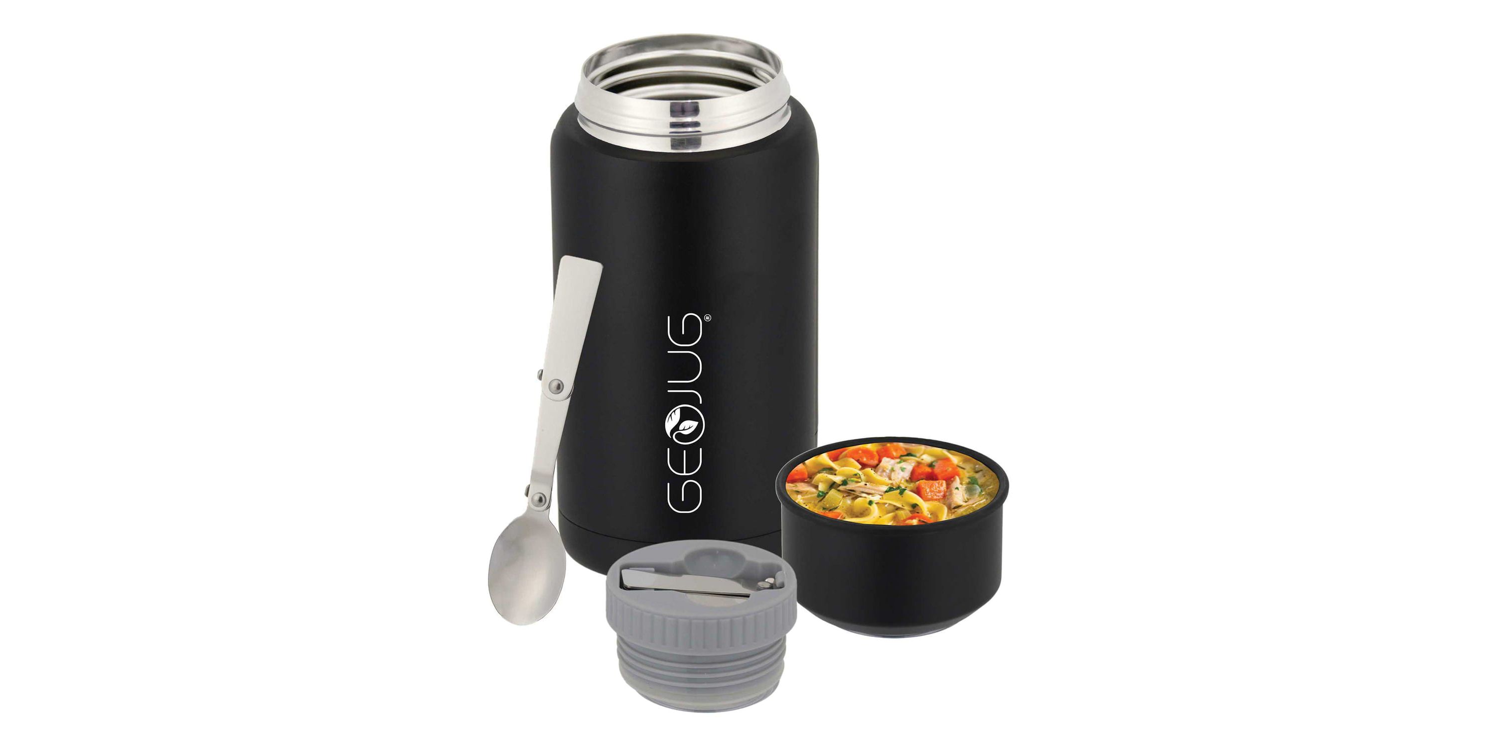 Vacuum-Insulated Stainless Steel Food Jar with Bowl and Folding Spoon