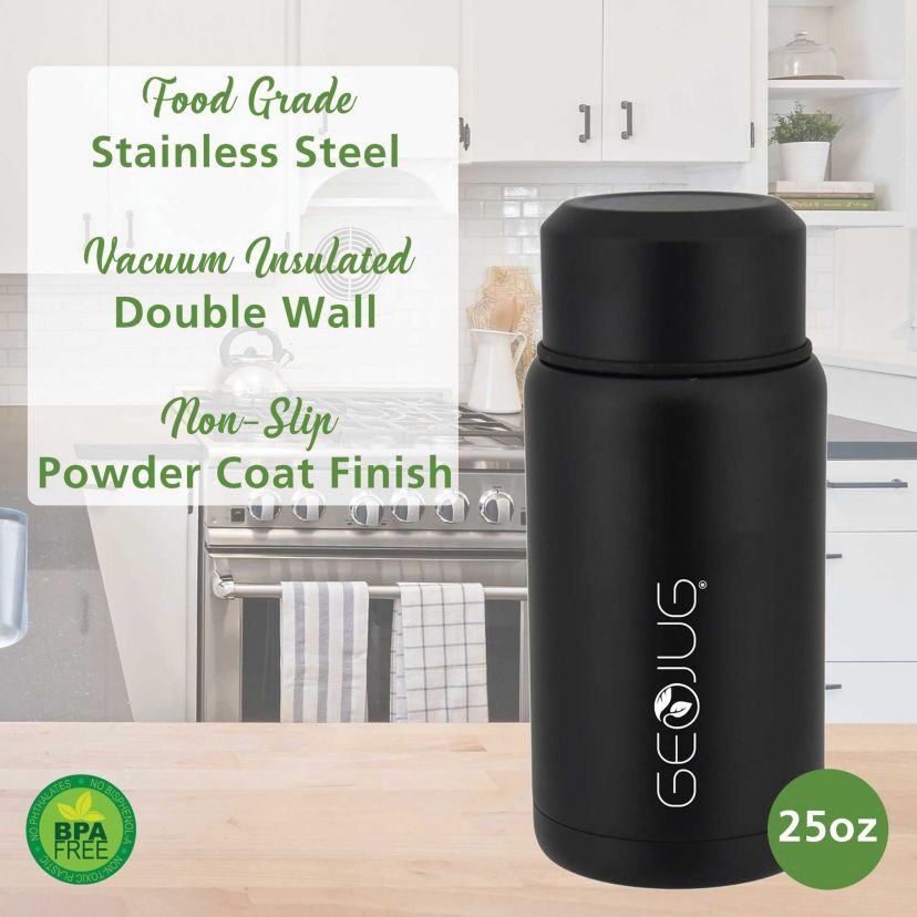 Vacuum-Insulated Stainless Steel Food Jar with Bowl and Folding Spoon
