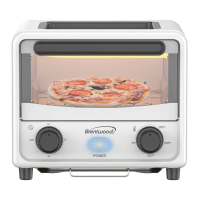 Brentwood 500-Watt Stainless Steel Mini Toaster Oven, White