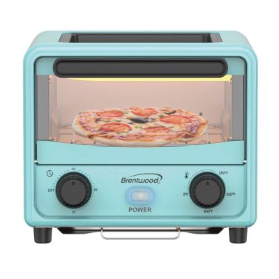 Brentwood 500-Watt Stainless Steel Mini Toaster Oven, Blue