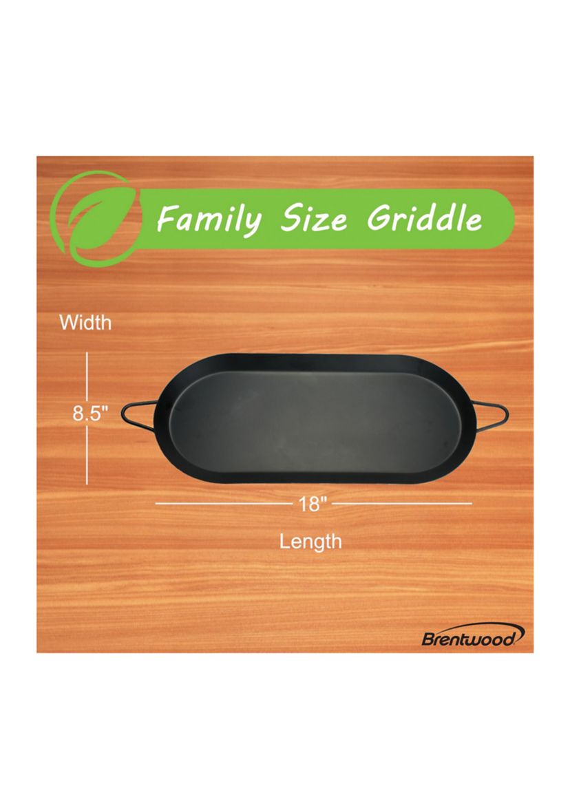 Carbon Steel Nonstick Comal Griddle (18 Inch x 8.5 Inch, Double Burner)
