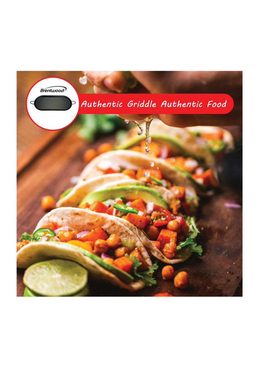 Carbon Steel Nonstick Comal Griddle (18 Inch x 8.5 Inch, Double Burner)