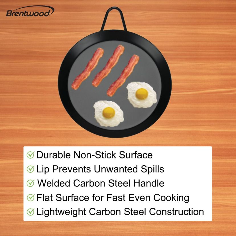 Carbon Steel Nonstick Comal Griddle (9.5 Inch, Single Burner)