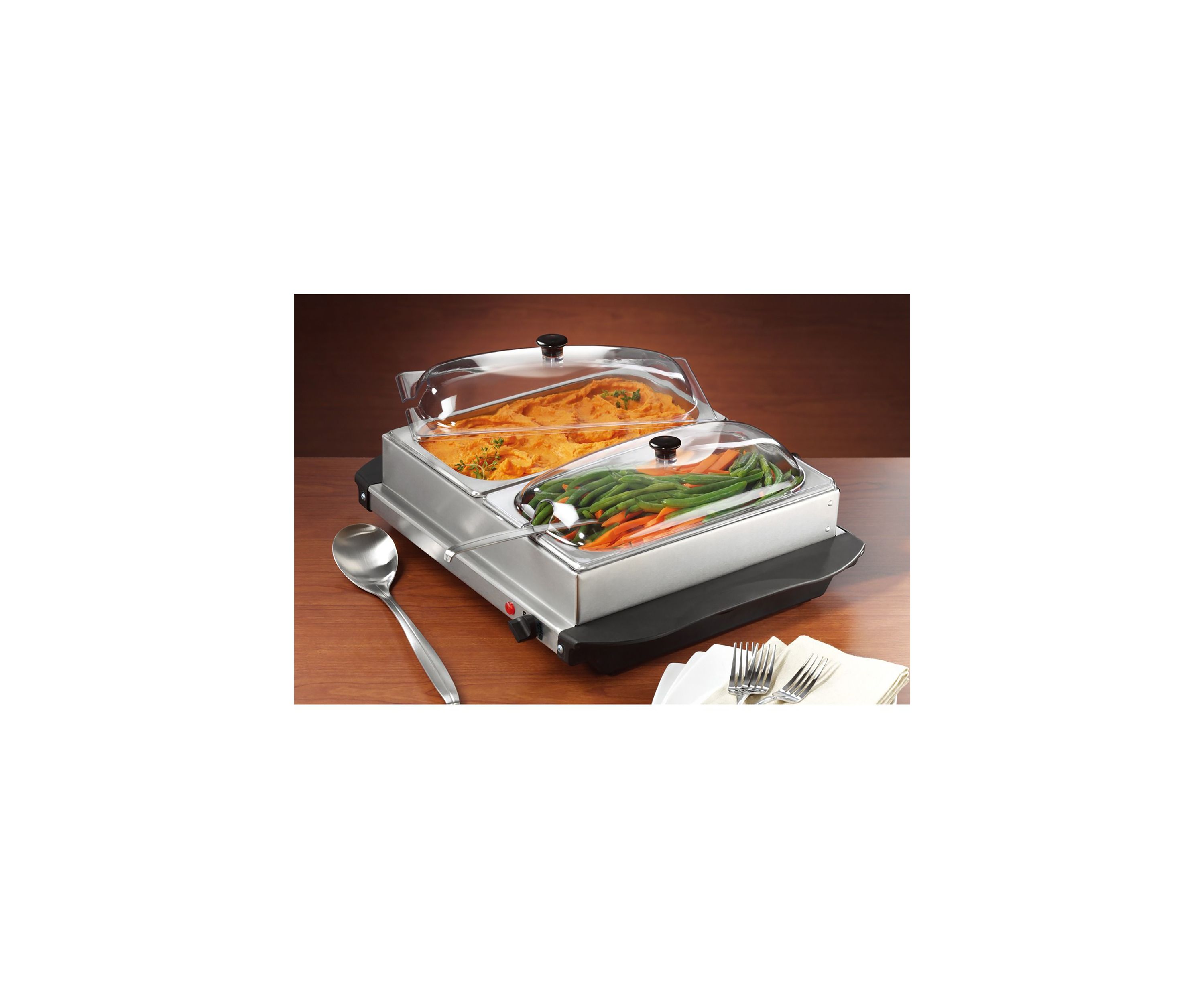 3-Quart 2-Pan Buffet Server and Warming Tray