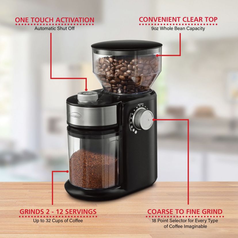 8-Oz. 150-Watt Automatic Burr Coffee Bean Grinder Mill