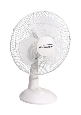 Brentwood Kool Zone 12 Inch Oscillating Desk Fan, White