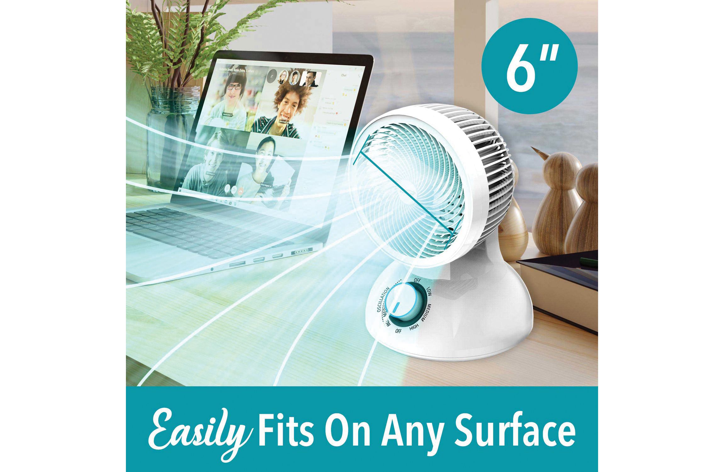 F-650MW 3-Speed 28-Watt 6-In. Oscillating Air Circulator Desktop Fan
