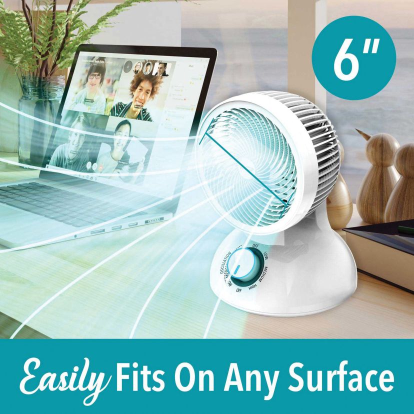 F-650MW 3-Speed 28-Watt 6-In. Oscillating Air Circulator Desktop Fan