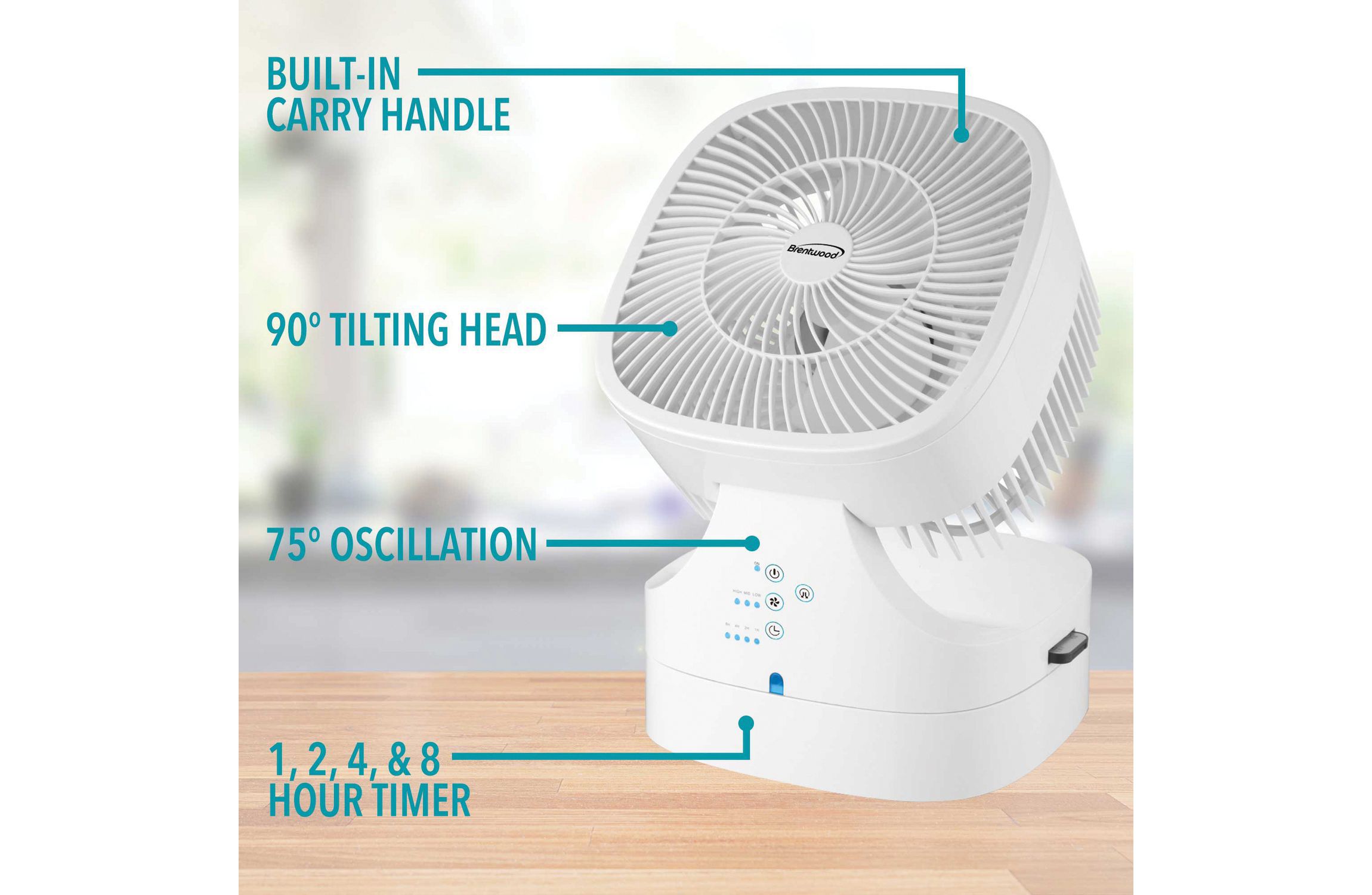F-900RW 3-Speed 28-Watt 8-In. Oscillating Air Circulator Desktop Fan with Remote and Timer