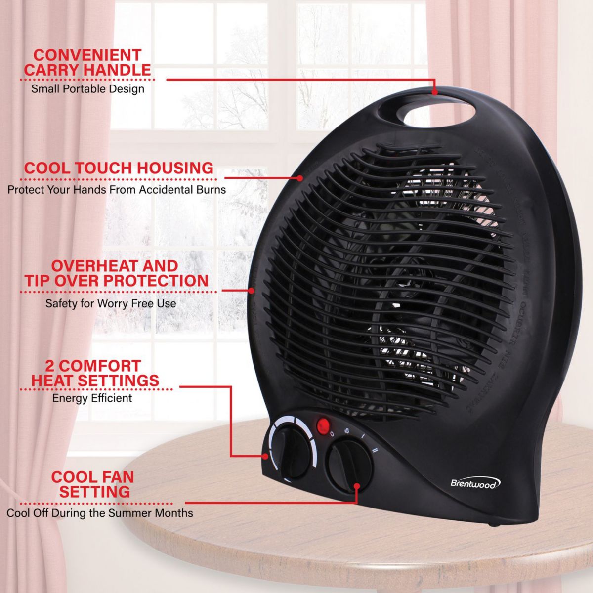 1,500-Watt-Max Portable Electric Space Heater and Fan