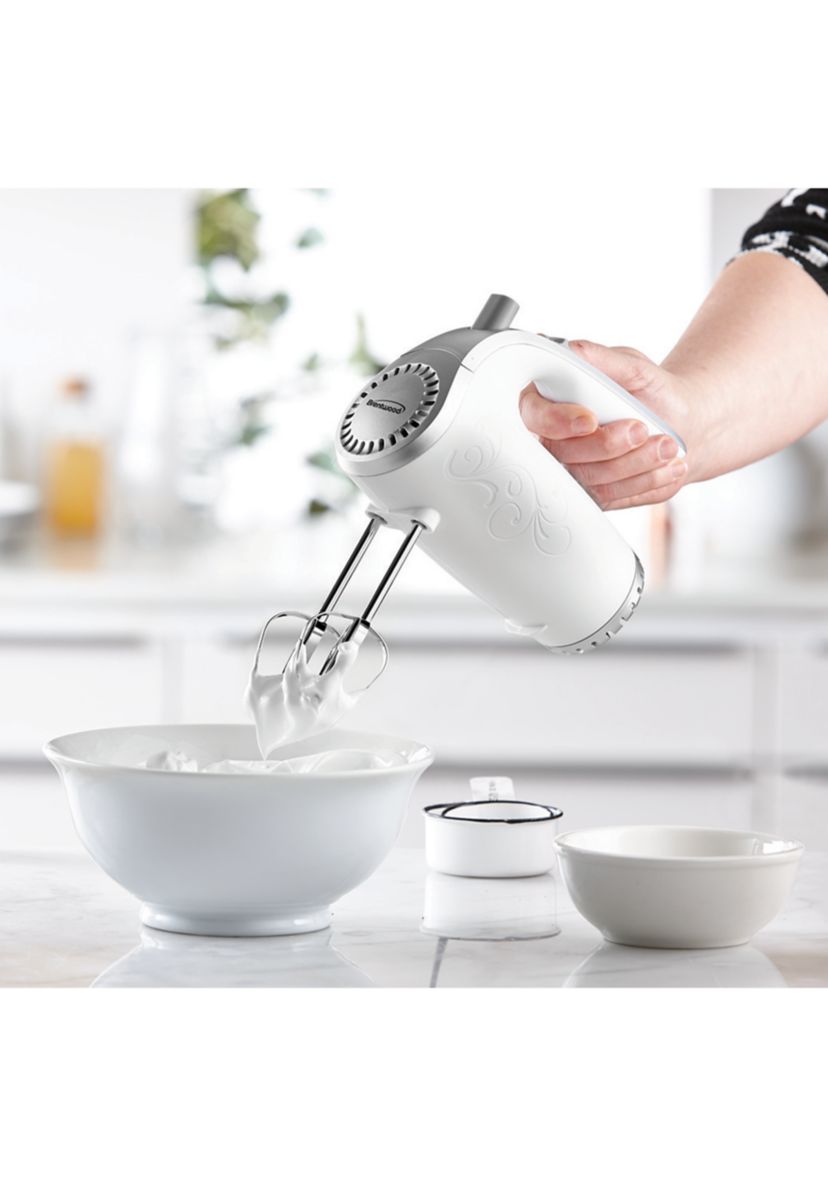  Lightweight 5-Speed Electric Hand Mixer (White) 