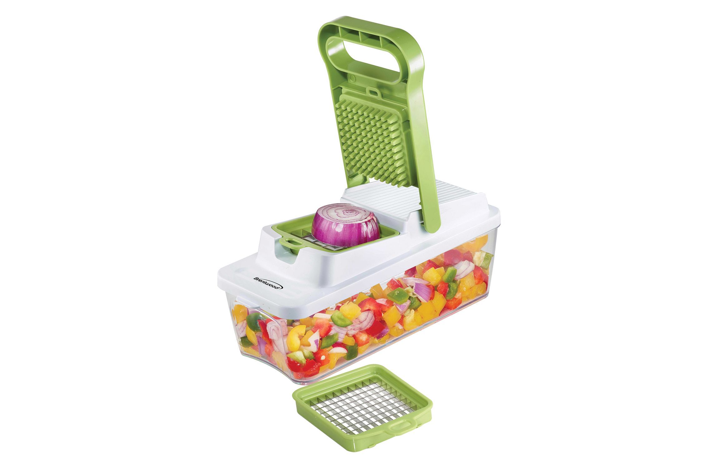 Food Chopper and Vegetable Dicer with 6.75-Cup Storage Container and Stainless Steel Blades