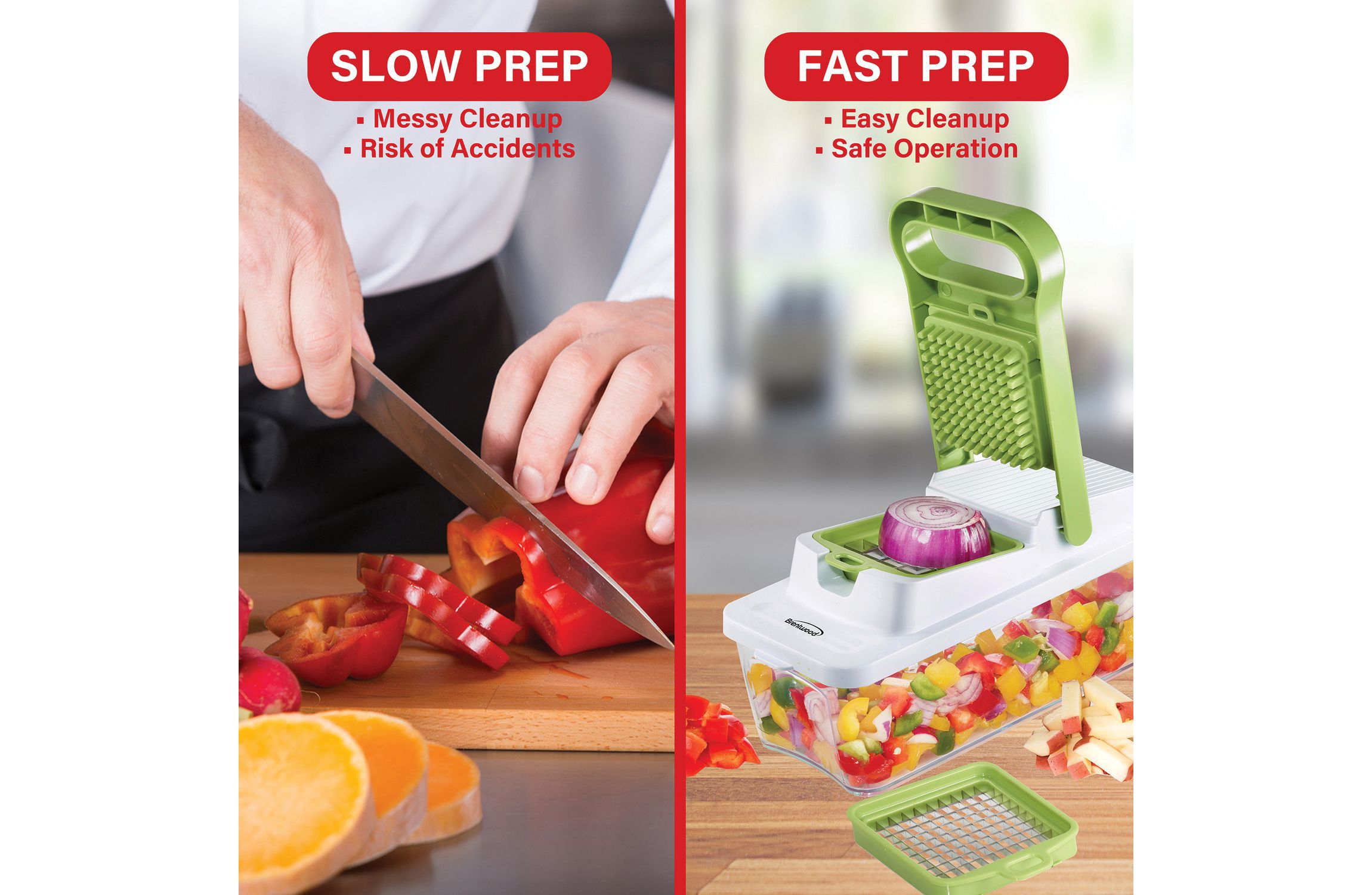 Food Chopper and Vegetable Dicer with 6.75-Cup Storage Container and Stainless Steel Blades