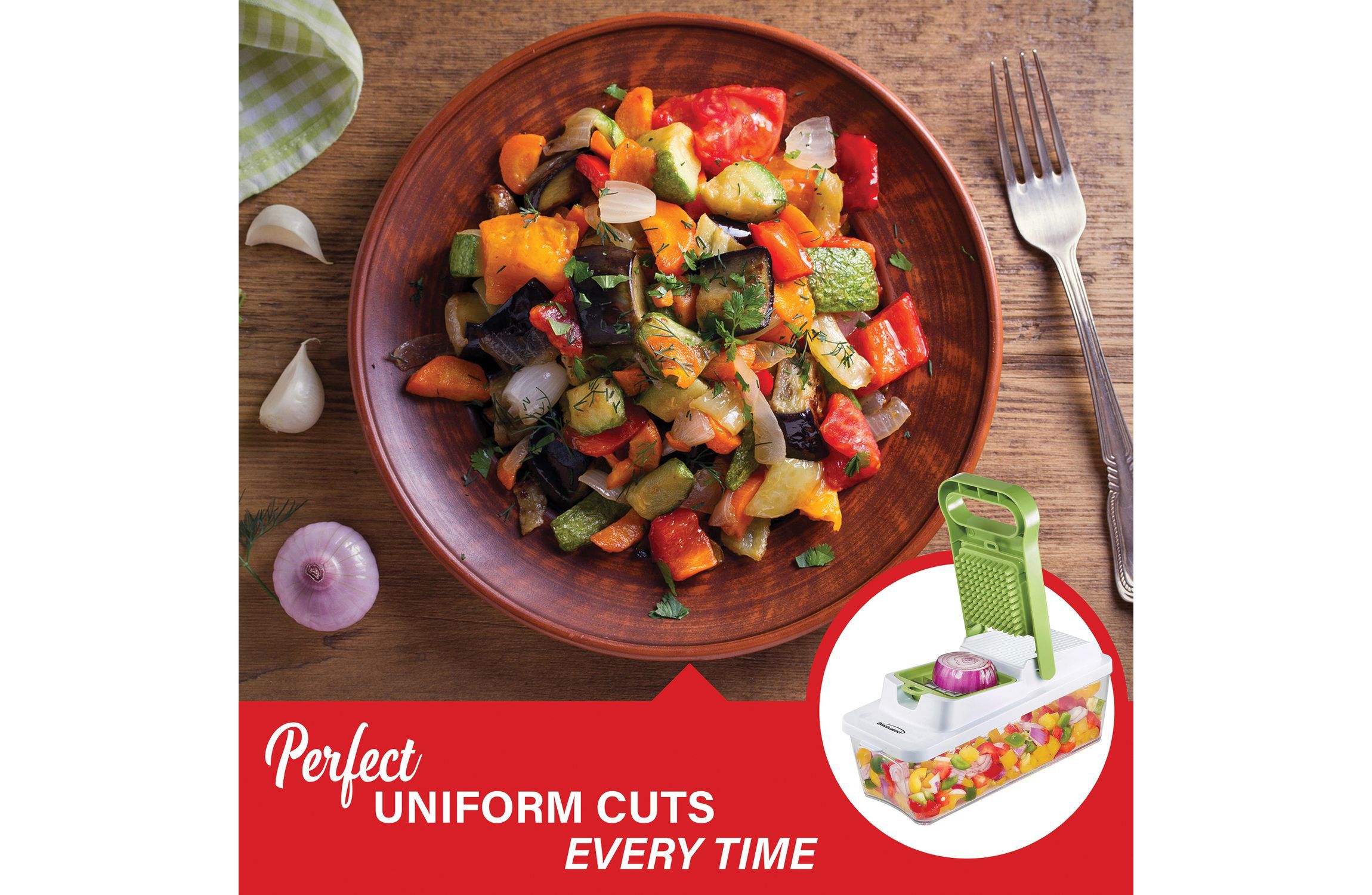Food Chopper and Vegetable Dicer with 6.75-Cup Storage Container and Stainless Steel Blades