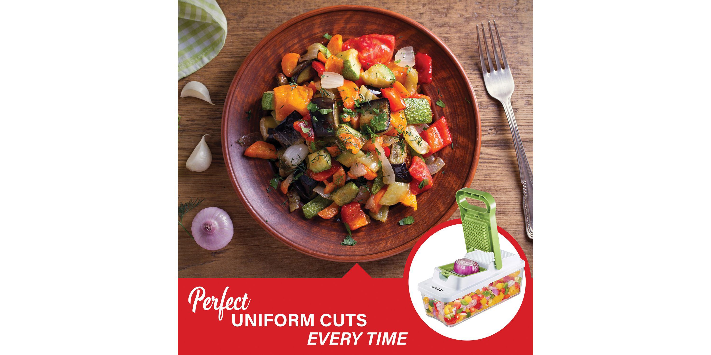 Food Chopper and Vegetable Dicer with 6.75-Cup Storage Container and Stainless Steel Blades