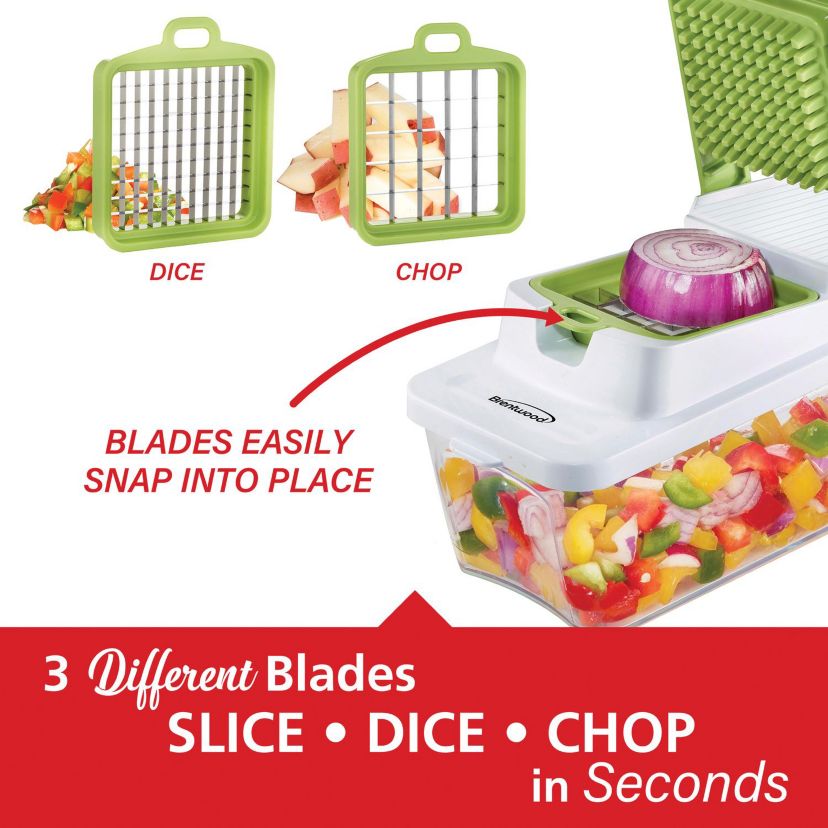 Food Chopper and Vegetable Dicer with 6.75-Cup Storage Container and Stainless Steel Blades