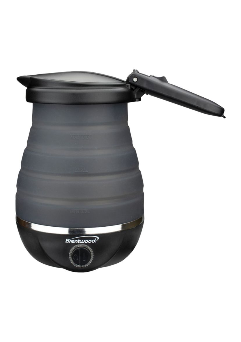 .85-Quart Dual-Voltage Collapsible Travel Kettle (Black)