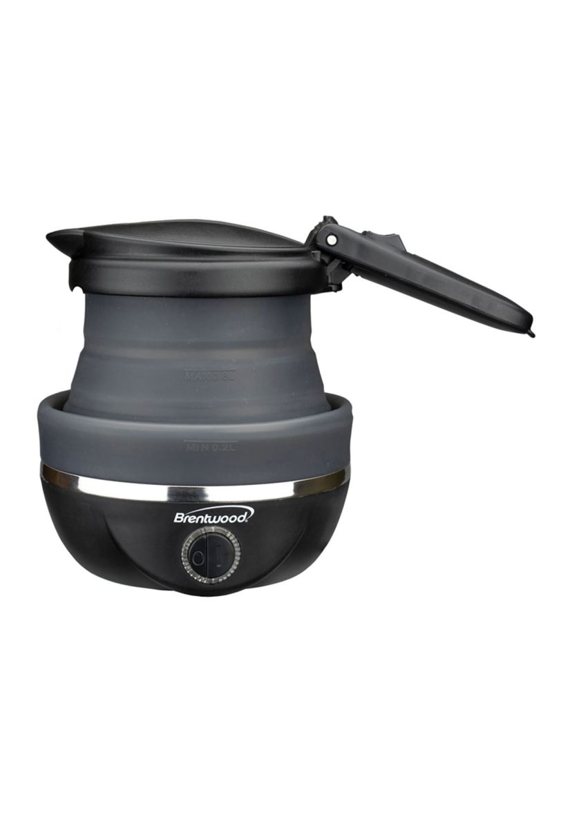 .85-Quart Dual-Voltage Collapsible Travel Kettle (Black)