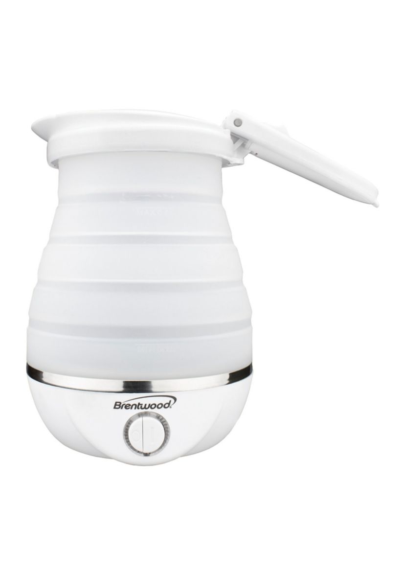 .85-Quart Dual-Voltage Collapsible Travel Kettle (White)