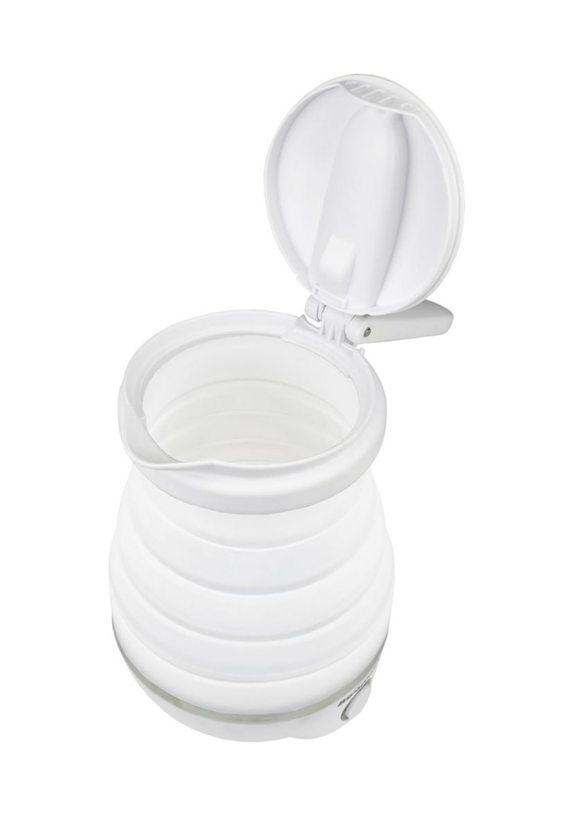 .85-Quart Dual-Voltage Collapsible Travel Kettle (White)