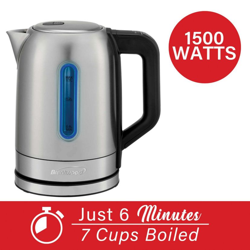 1,500-Watt 1.79-Qt. Cordless Digital Stainless Steel Kettle with 5 Temperature Presets and Swivel Base
