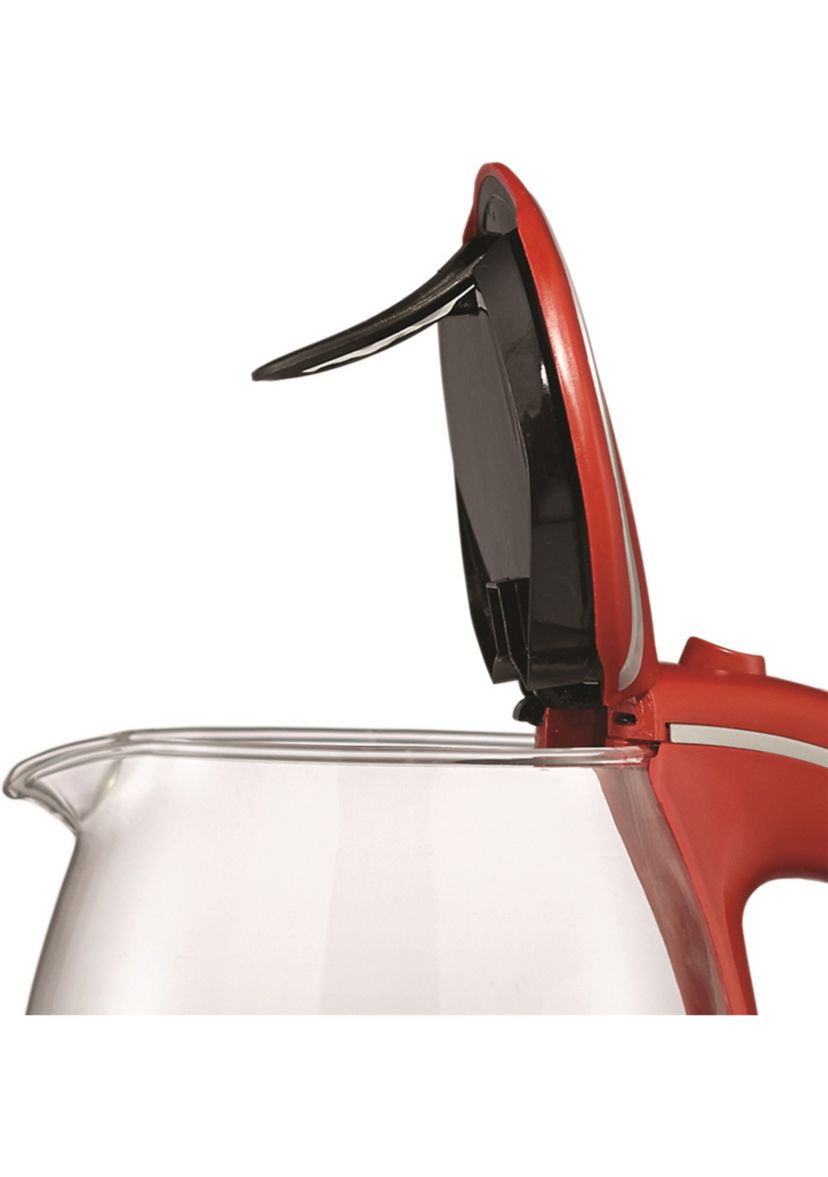  1.7-Liter Cordless Tempered-Glass Electric Kettle (Red) 