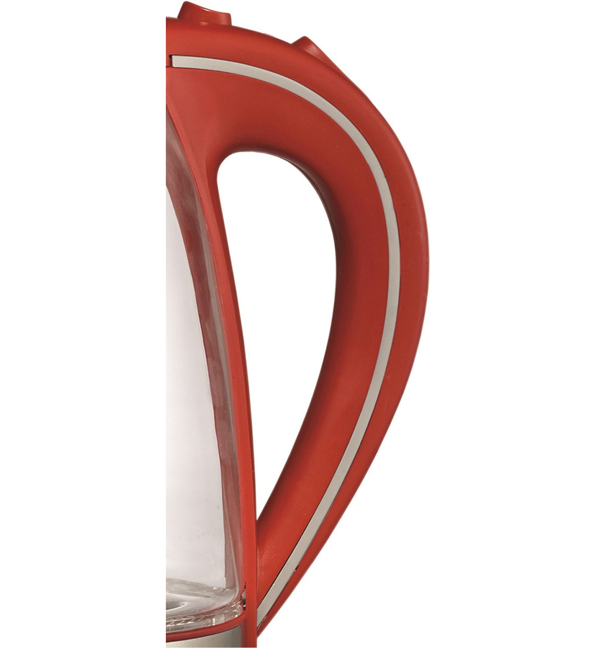  1.7-Liter Cordless Tempered-Glass Electric Kettle (Red) 