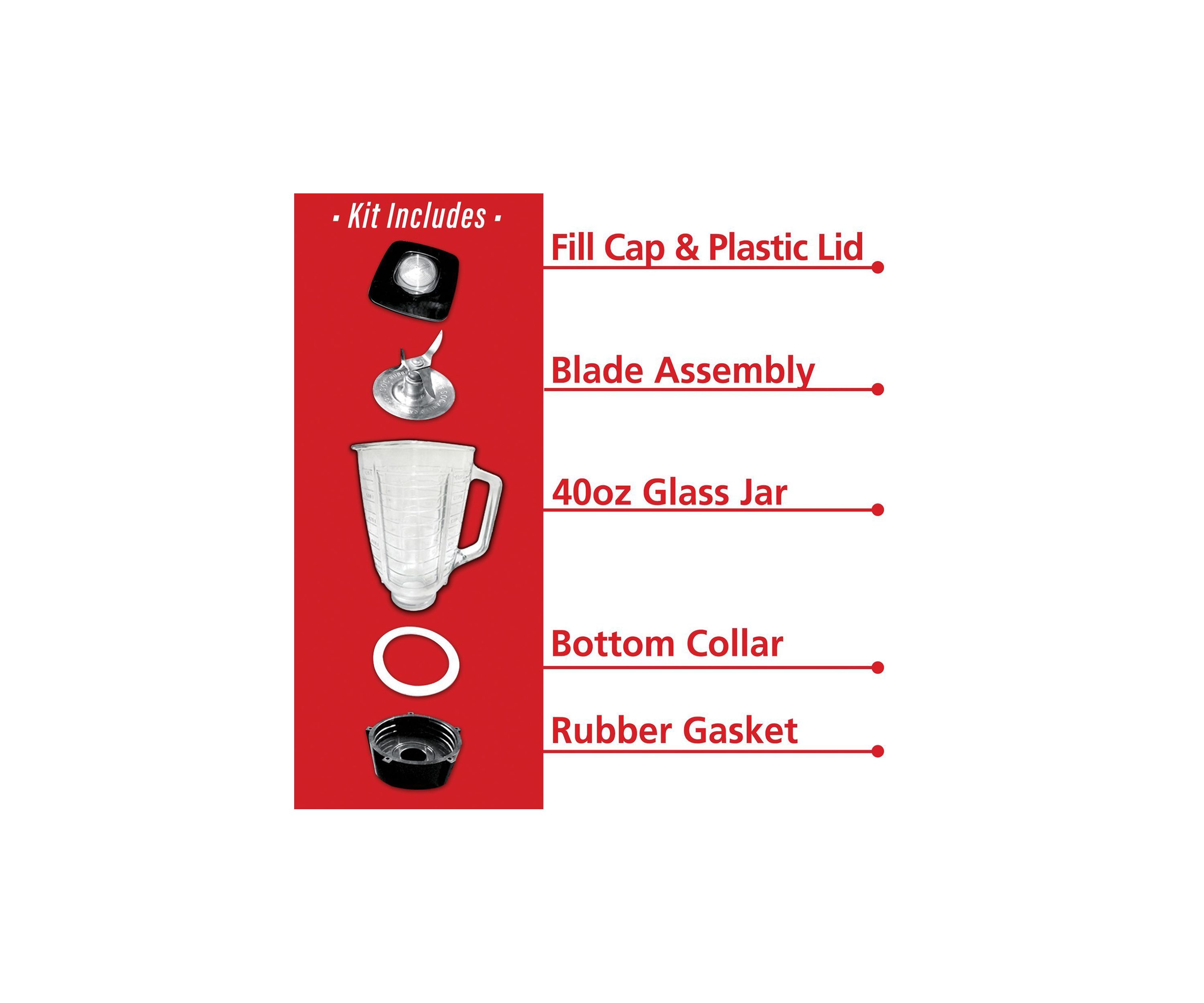Blender Glass Jar Replacement 6-Piece Set for Oster Blender (For Oster P-OST723, 60 Ounces)