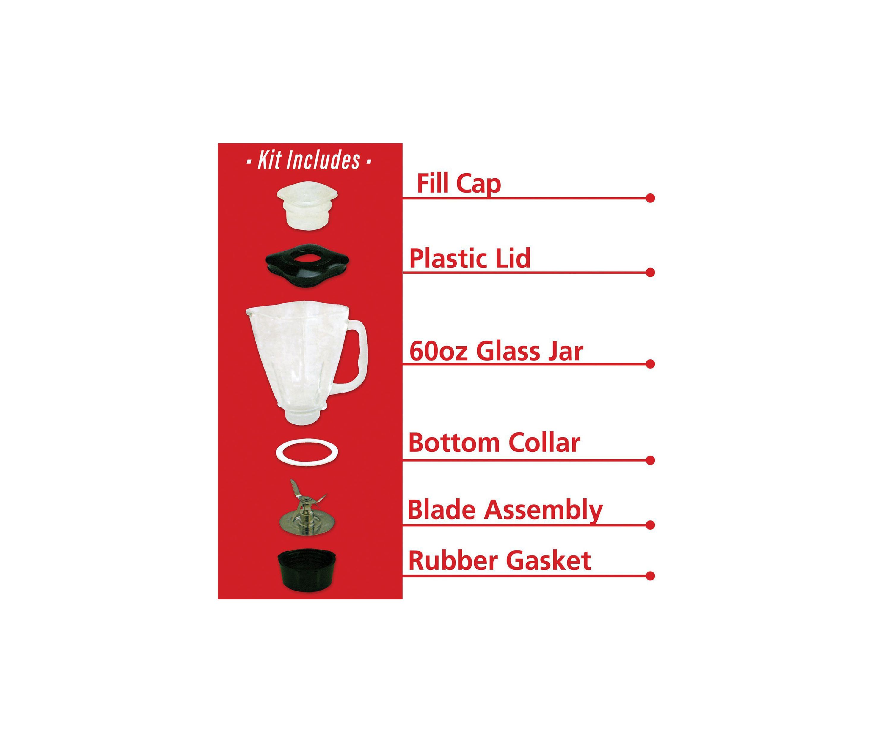 Blender Glass Jar Replacement 6-Piece Set for Oster Blender (For Oster P-OST722, 42 Ounces)
