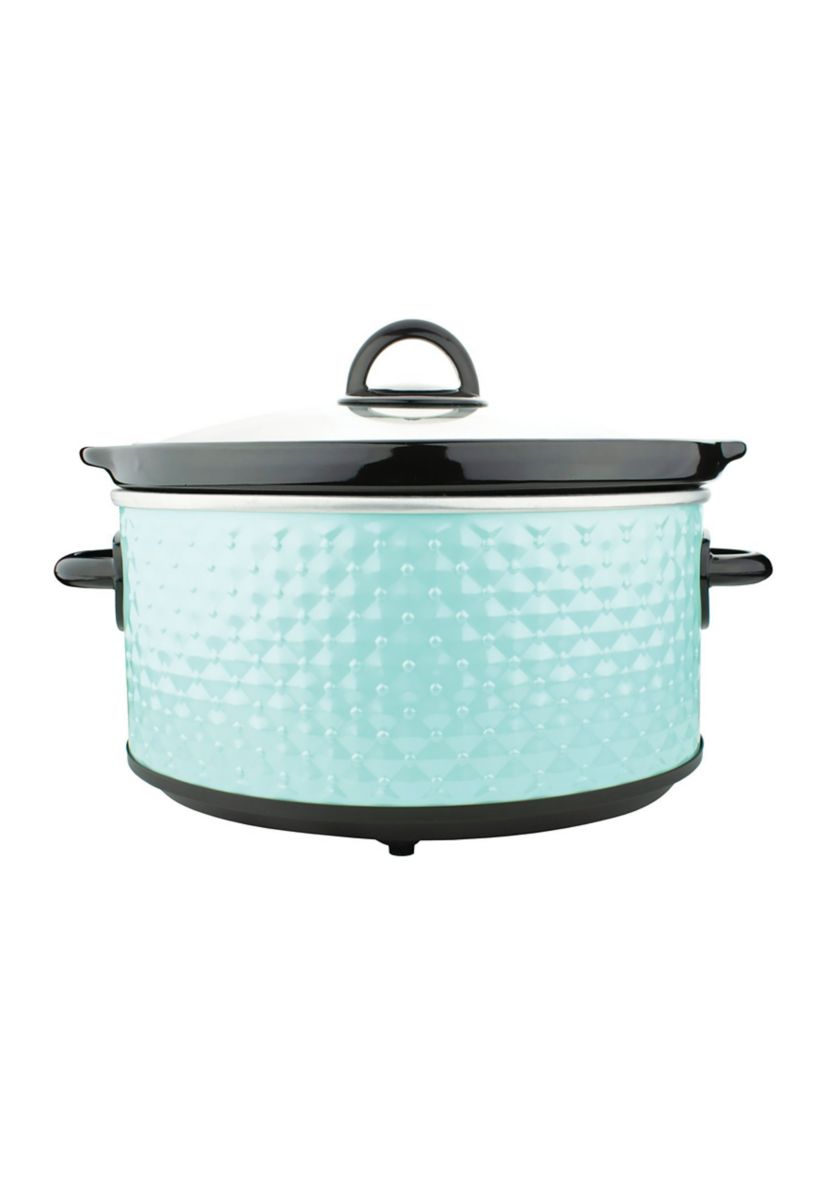 3.5-Quart Diamond-Pattern Slow Cooker (Blue)