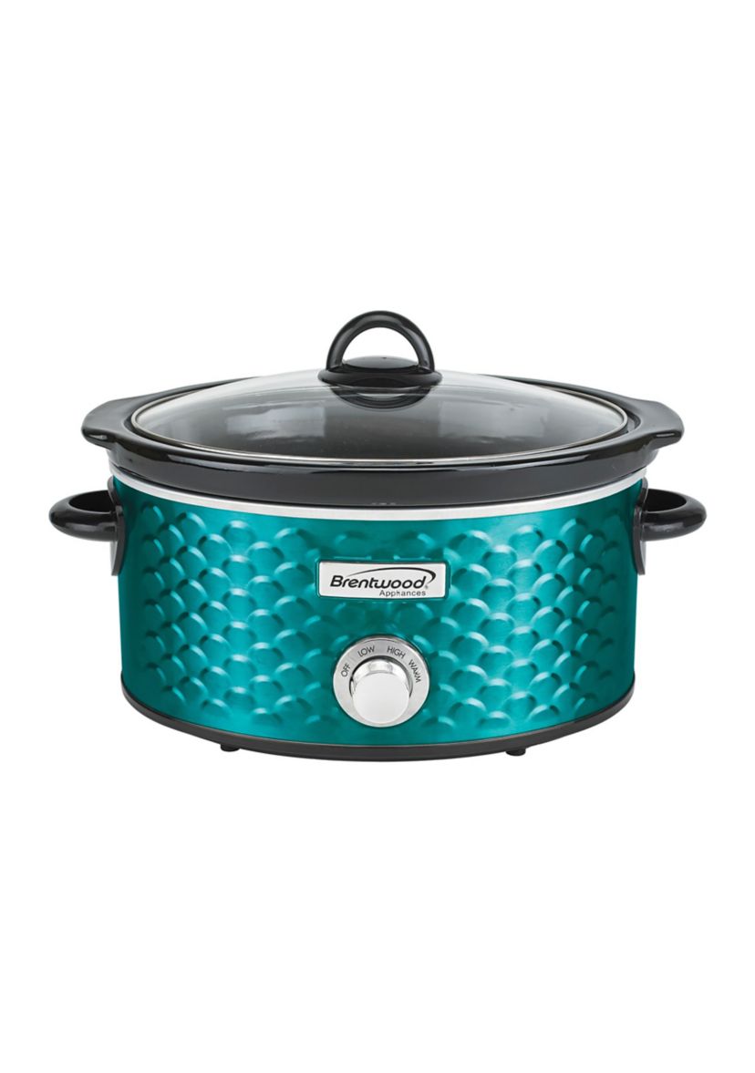4.5-Quart Scallop Pattern Slow Cooker (Blue)