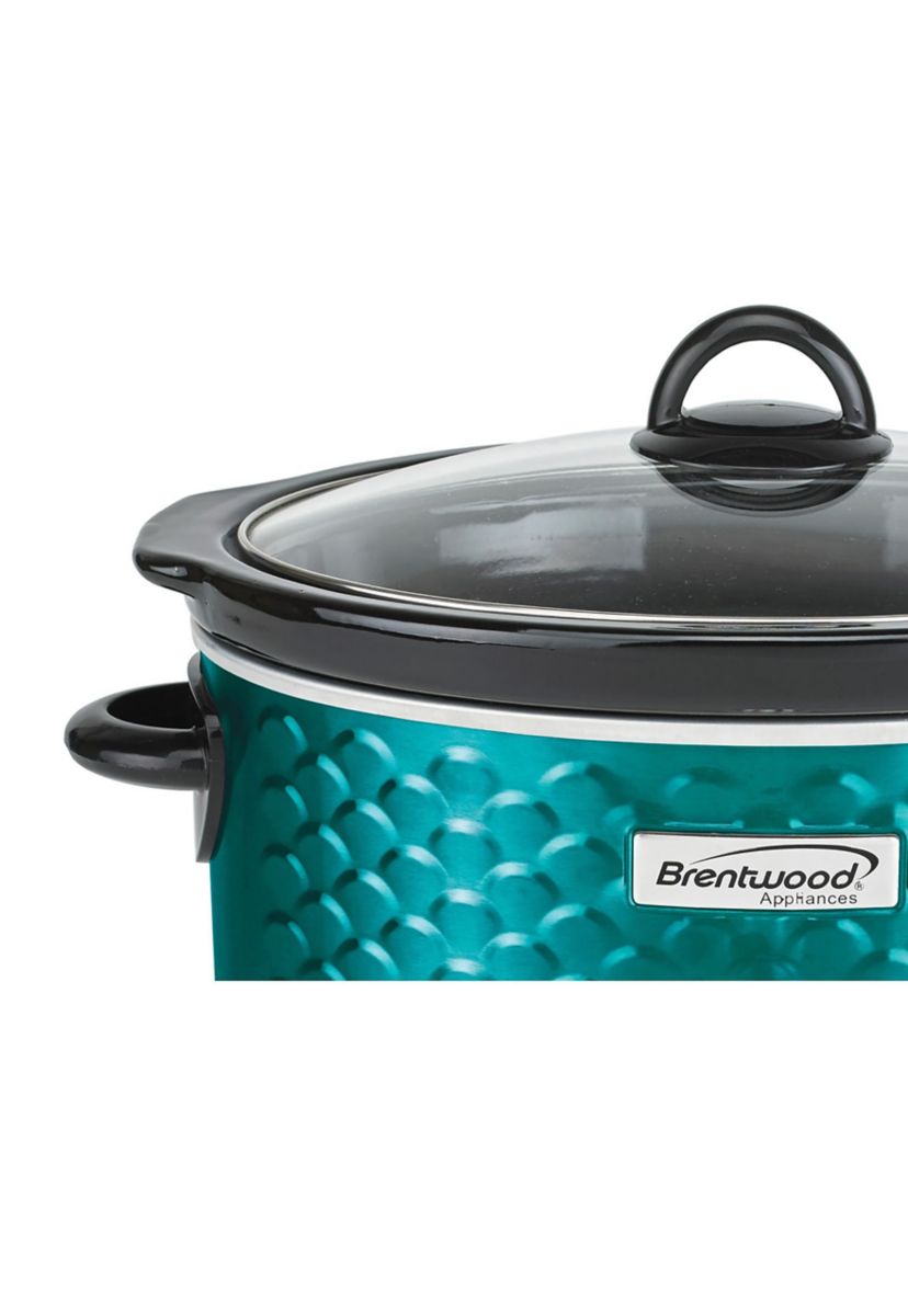 4.5-Quart Scallop Pattern Slow Cooker (Blue)
