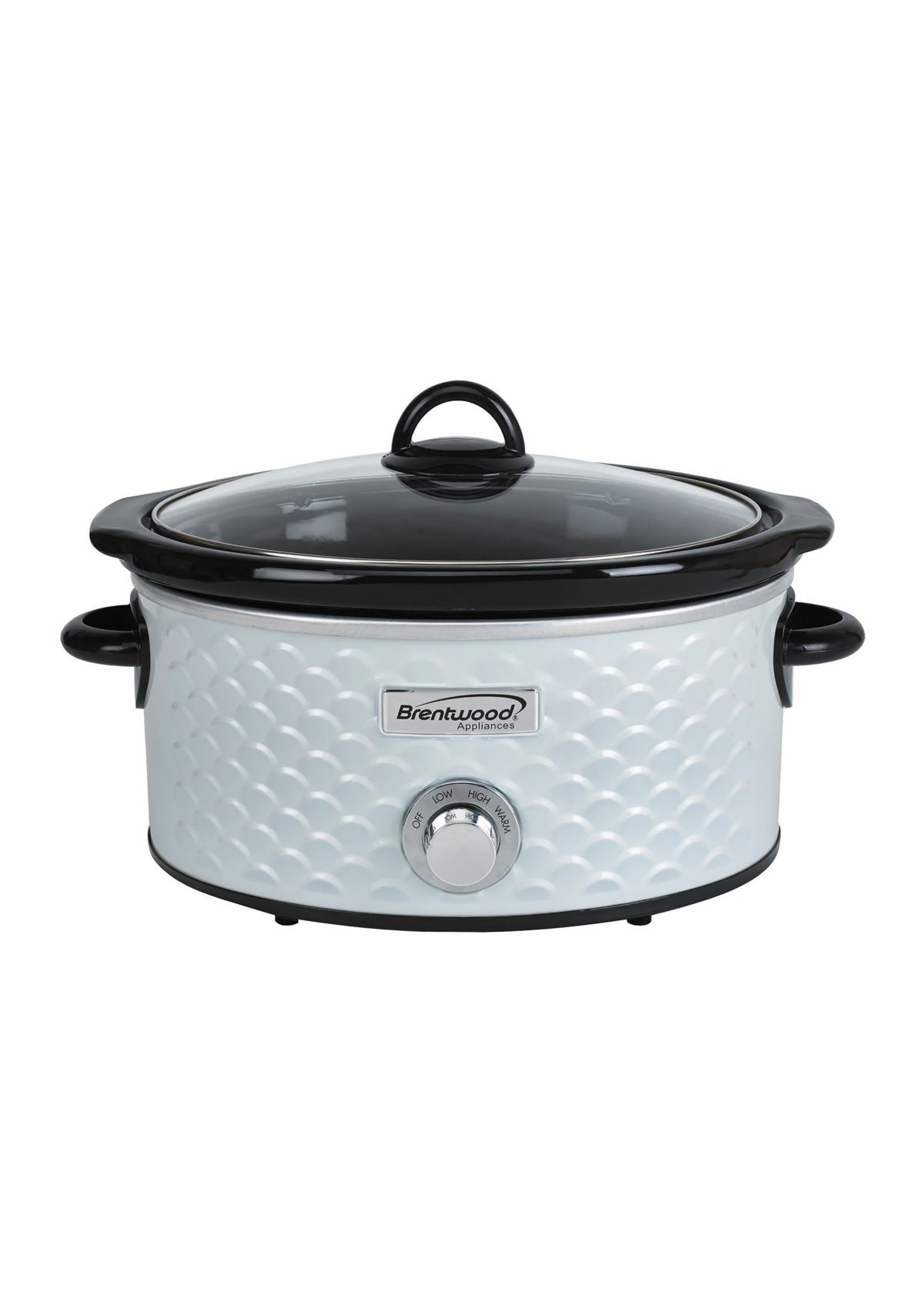 4.5-Quart Scallop Pattern Slow Cooker (White)