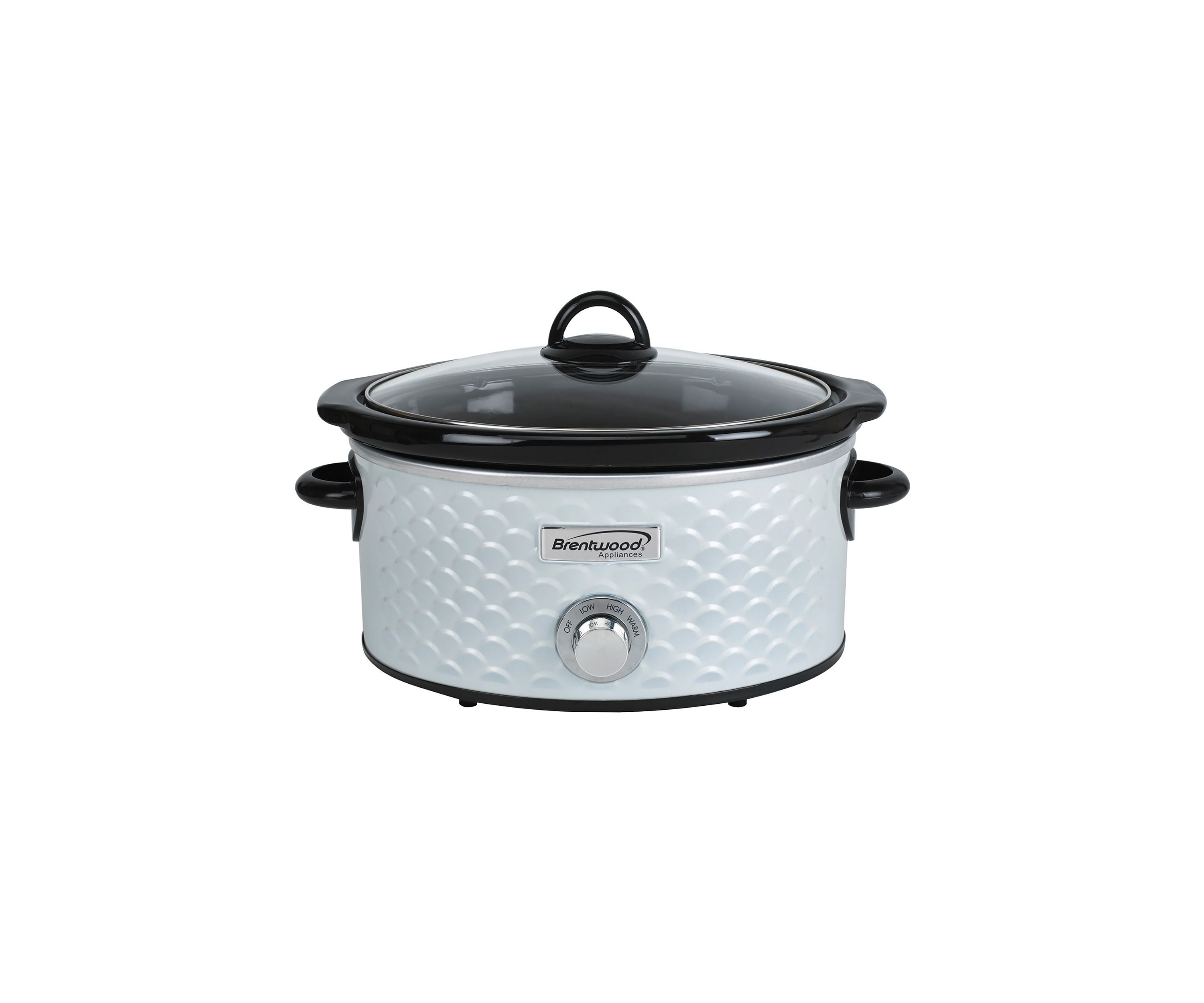 4.5-Quart Scallop Pattern Slow Cooker (White)