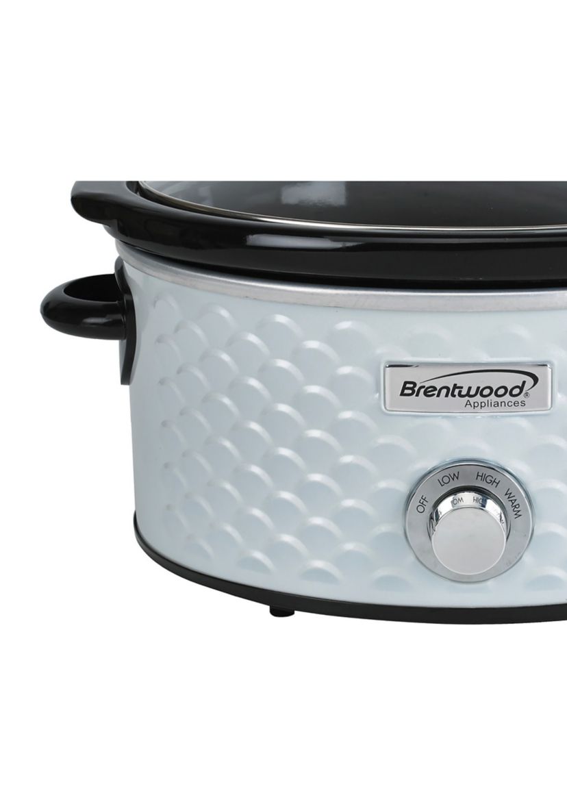 4.5-Quart Scallop Pattern Slow Cooker (White)