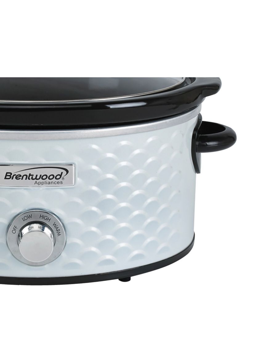 4.5-Quart Scallop Pattern Slow Cooker (White)